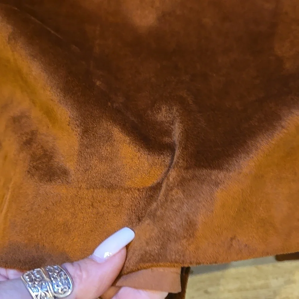 Talbot's Caramel Brown Faux Suede Stylish Pencil Skirt - Picture 2 of 7